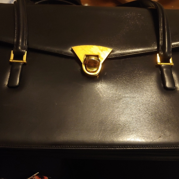 RARE JOSEPH HORNE NAVY BLUE BLACK ITALY SAFFIANO BRIEFCASE GORGEOUS HANDBAG - Picture 5 of 15